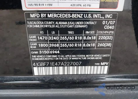2007 Mercedes-Benz Gl 450 4Matic z USA, uszkodzony, nr VIN 4JGBF71E47A227007